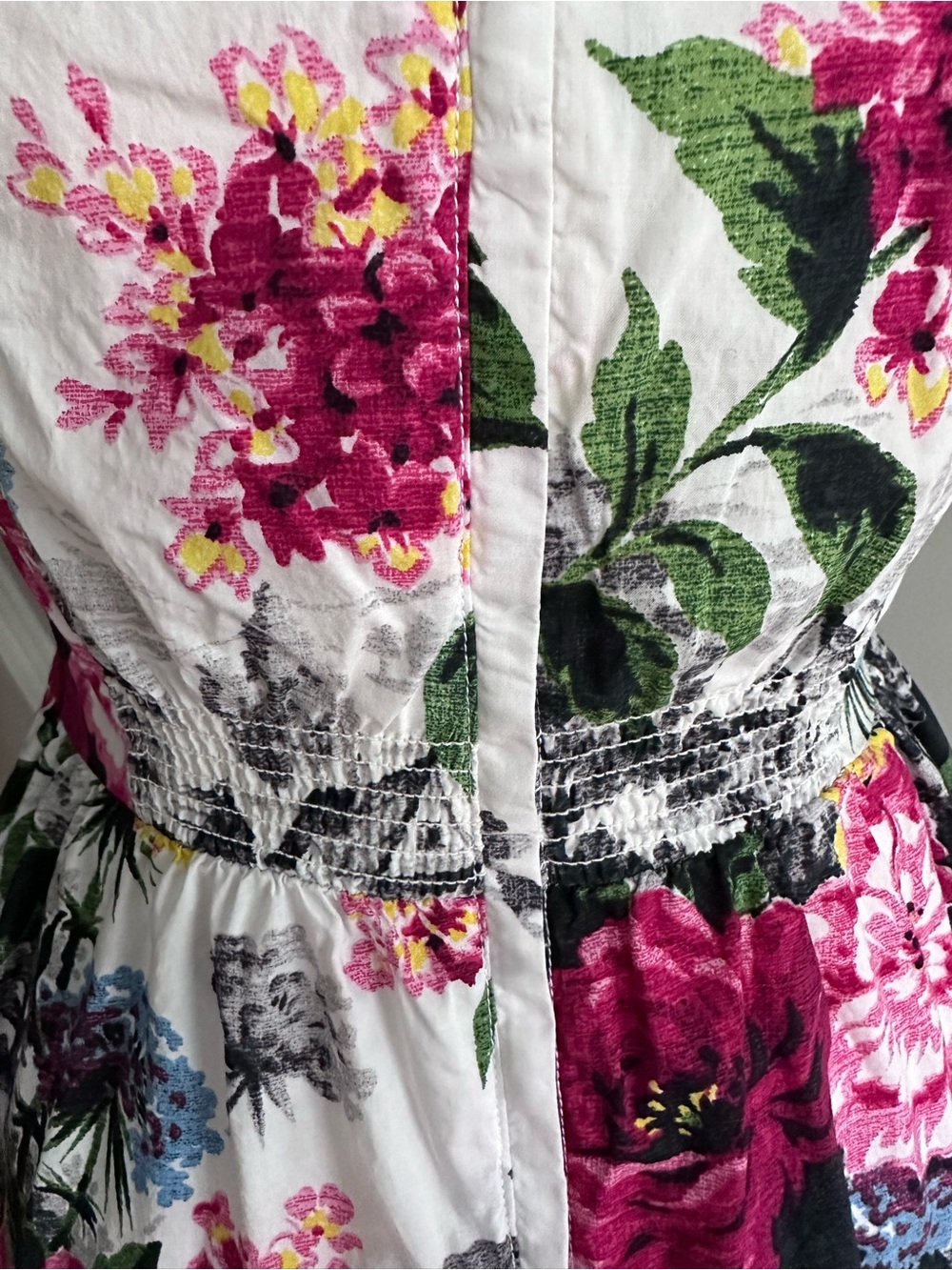 Anthropologie White Dress with Pink & Yellow Floral Print - Picture 4 of 12